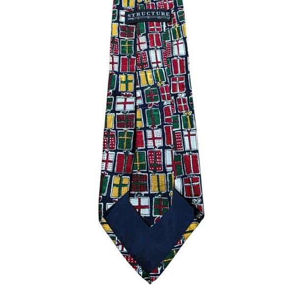 VTG Christmas Gift Box Silk Tie Holiday Presents Ugly Sweater Necktie Novelty - Picture 4 of 6